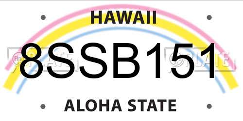 8SSB151 Hawaii License Plate