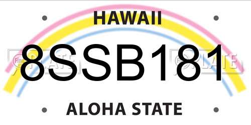 8SSB181 Hawaii License Plate