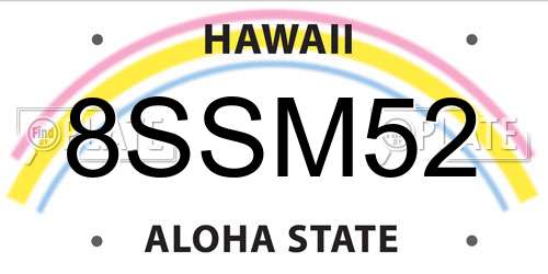 8SSM52 Hawaii License Plate