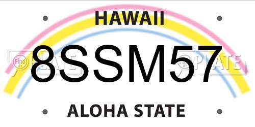 8SSM57 Hawaii License Plate
