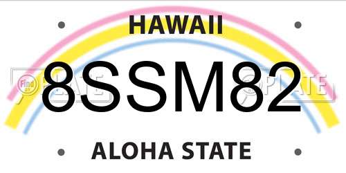 8SSM82 Hawaii License Plate