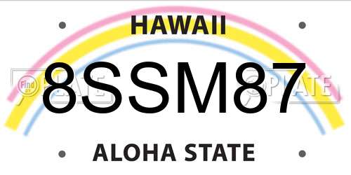 8SSM87 Hawaii License Plate
