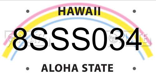 8SSS034 Hawaii License Plate