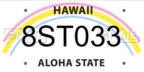 8ST033 Hawaii License Plate