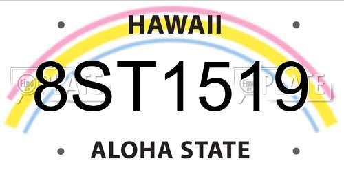8ST1519 Hawaii License Plate