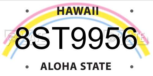8ST9956 Hawaii License Plate
