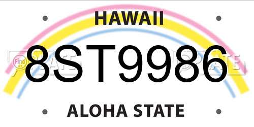 8ST9986 Hawaii License Plate