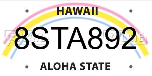 8STA892 Hawaii License Plate