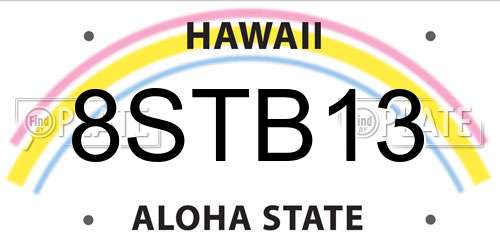 8STB13 Hawaii License Plate