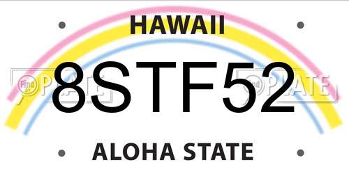 8STF52 Hawaii License Plate