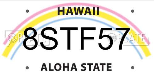 8STF57 Hawaii License Plate