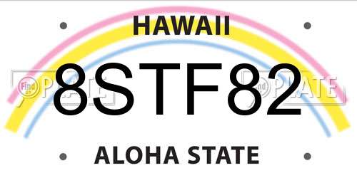 8STF82 Hawaii License Plate