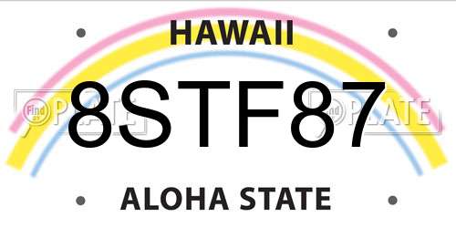 8STF87 Hawaii License Plate