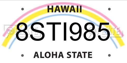 8STI985 Hawaii License Plate