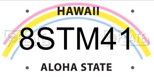 8STM41 Hawaii License Plate