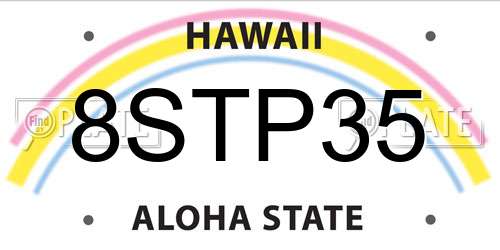 8STP35 Hawaii License Plate