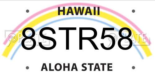 8STR58 Hawaii License Plate