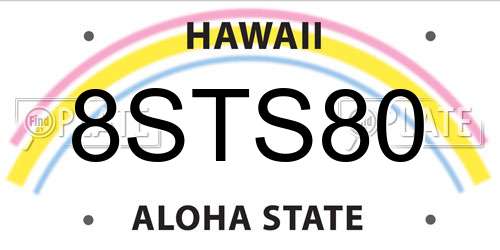 8STS80 Hawaii License Plate
