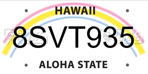 8SVT935 Hawaii License Plate