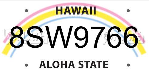 8SW9766 Hawaii License Plate