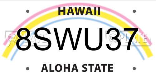 8SWU37 Hawaii License Plate