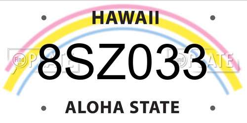 8SZ033 Hawaii License Plate