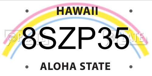 8SZP35 Hawaii License Plate