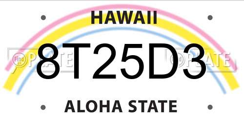 8T25D3 Hawaii License Plate