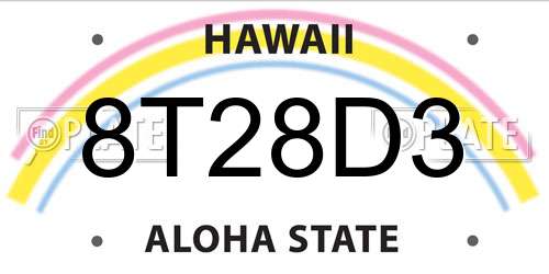 8T28D3 Hawaii License Plate