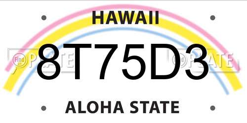 8T75D3 Hawaii License Plate