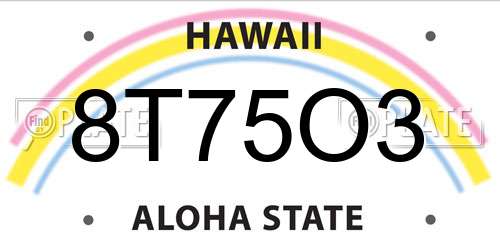 8T75O3 Hawaii License Plate