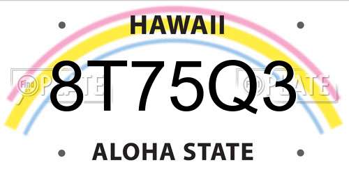 8T75Q3 Hawaii License Plate