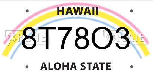 8T78O3 Hawaii License Plate