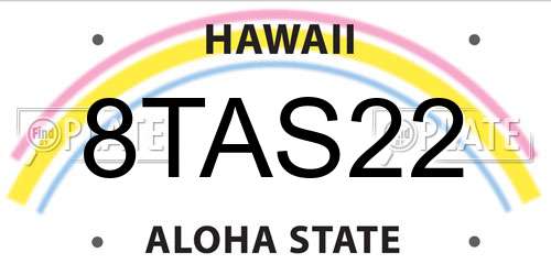 8TAS22 Hawaii License Plate