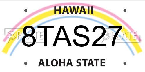 8TAS27 Hawaii License Plate