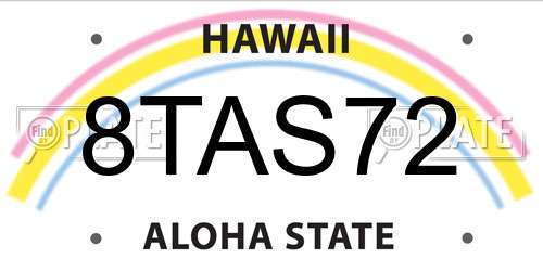 8TAS72 Hawaii License Plate
