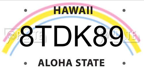 8TDK89 Hawaii License Plate