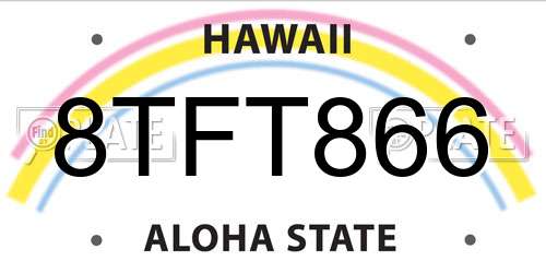 8TFT866 Hawaii License Plate
