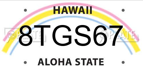 8TGS67 Hawaii License Plate