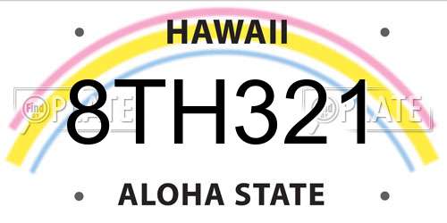 8TH321 Hawaii License Plate