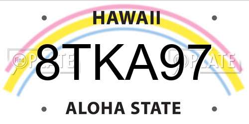 8TKA97 Hawaii License Plate