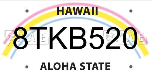 8TKB520 Hawaii License Plate