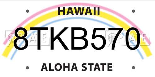 8TKB570 Hawaii License Plate