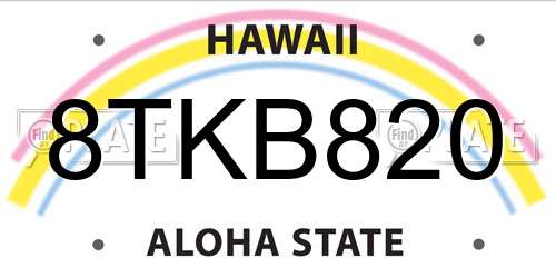 8TKB820 Hawaii License Plate