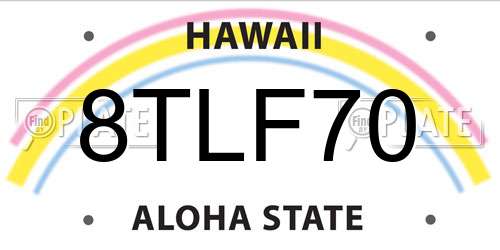 8TLF70 Hawaii License Plate