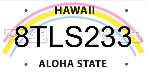 8TLS233 Hawaii License Plate