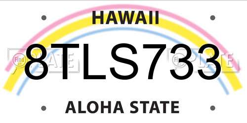 8TLS733 Hawaii License Plate