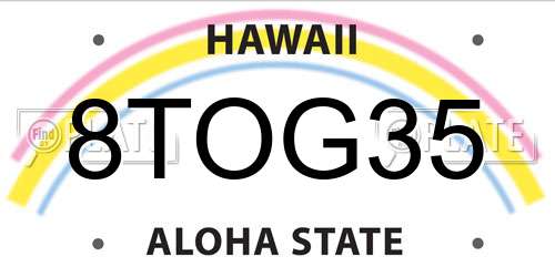 8TOG35 Hawaii License Plate