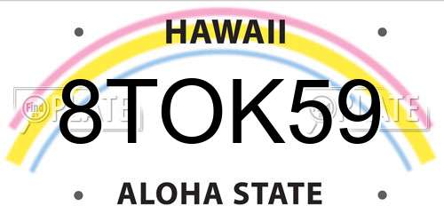 8TOK59 Hawaii License Plate