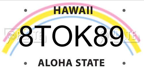 8TOK89 Hawaii License Plate